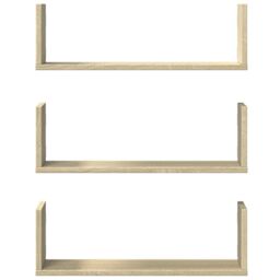 Berkfield Home Wall Shelves 3 pcs Sonoma Oak 58x18x18 cm Engineered Wood in Brown - Size: 58 x 18 x 18 cm - thumbnail 4