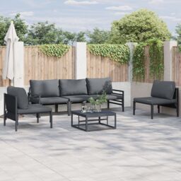 Berkfield Home Garden Sofa Set 5 pcs Anthracite Steel - thumbnail 1