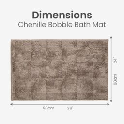 Allure Bath Fashions Chenille Bobble Bath Mat 60 x 90cm - Super Soft Microfibre & Non-Slip in Brown - Size: 60 x 90 cm - thumbnail 5