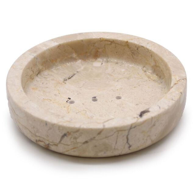 KDMD Round Honey Marble Flat Soap Dish in Beige - image 1