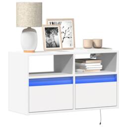 Berkfield Home TV Wall Cabinet with LED Lights White 80x31x45 cm - Size: 80 x 31 x 45 cm - thumbnail 2