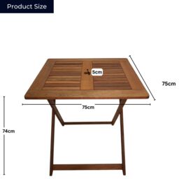 Samuel Alexander Windermere 4 Person Outdoor Square Wooden Folding Garden Table in Brown - thumbnail 8