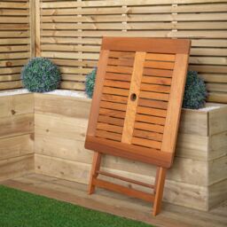 Samuel Alexander Windermere 4 Person Outdoor Square Wooden Folding Garden Table in Brown - thumbnail 3