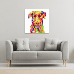 Benjamin Tate Design Amazing Illustration of Dog Pop Art (Canvas Print) / 46 x 46 x 4cm in Natural - Size: 46 x 46 x 4 cm - thumbnail 1