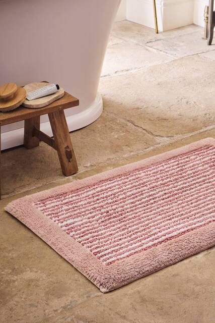 CHRISTY 'Portobello Stripe' Coastal Inspired Bath Rugs in Pink - image 1
