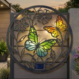 Garden Greatness Papillon Solar Butterfly Disc Wall Light - thumbnail 1