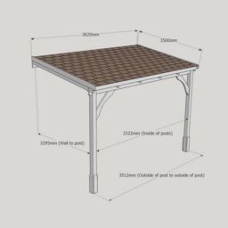 Rutland County Garden Furniture Ltd Felt Shingle Roof Car Port 2 Post, Wood - L350 x W363 cm - Light Green in Brown - thumbnail 5