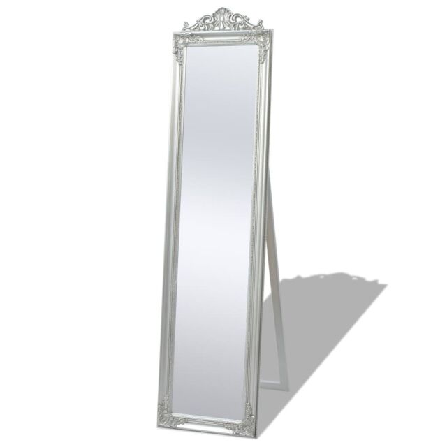 Berkfield Home Free-Standing Mirror Baroque Style 160x40 cm Silver - image 1