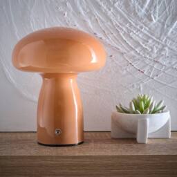 K LIVING Cory Brown Glass Mushroom Shape Recharge LED Lamp
