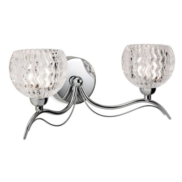 Netlighting Blanche 2 Light Indoor Wall Light Chrome Moulded Clear Glass G9