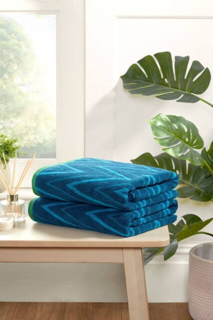Rapport Home Helix Pure Cotton Face, Hand, Bath Towel & Bath Sheet Set in Blue - image 1