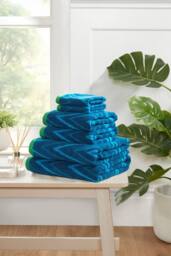 Rapport Home Helix Pure Cotton Face, Hand, Bath Towel & Bath Sheet Set in Blue - thumbnail 2