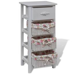 Berkfield Home Decorative Cabinet with 1 Drawer & 3 Baskets White Paulownia Wood - thumbnail 1