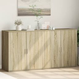 Berkfield Home Sideboards 2 pcs Sonoma Oak 79x38x80 cm Engineered Wood in Brown - Size: 79 x 38 x 80 cm - thumbnail 1