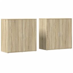 Berkfield Home Sideboards 2 pcs Sonoma Oak 79x38x80 cm Engineered Wood in Brown - Size: 79 x 38 x 80 cm - thumbnail 2