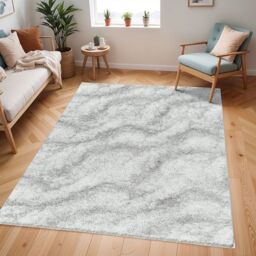 Livabliss Cloudy Shag-Solid Color Ivory Grey Soft Plush Pile Living Bedroom Rug - Size: 160 cm x 215 cm - thumbnail 1