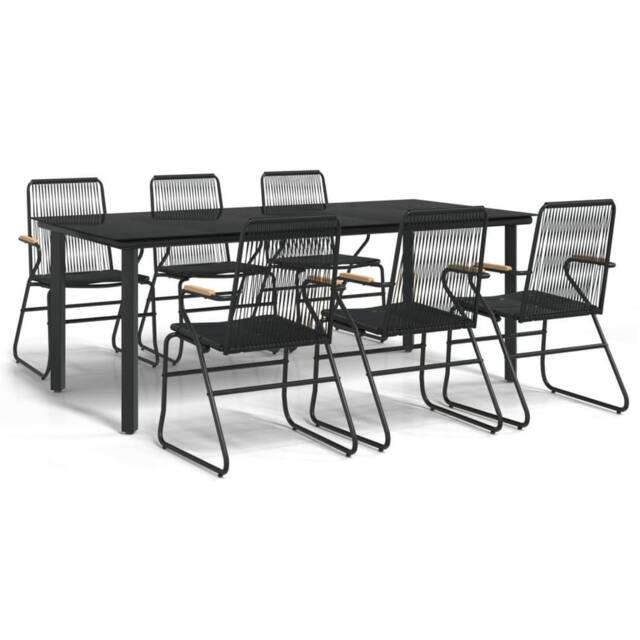 Berkfield Home 7 Piece Garden Dining Set Black PVC Rattan - image 1