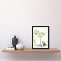 "Artery8 Lime Green Margarita Cocktail Modern Watercolour Framed Art Print - Size: W12"" x H16""" - thumbnail 4