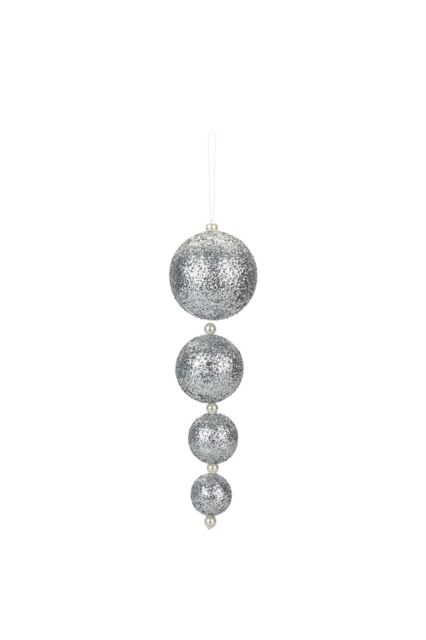 VFM e-Store Christmas Bauble Decoration Hanging Tree Ornament 4 31x9. 2x9. Silver - image 1