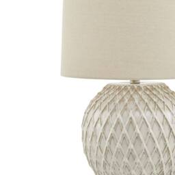 Wyld Haus Bloomthorn Lattice Ceramic Table Lamp with Linen Shade in Beige - thumbnail 3