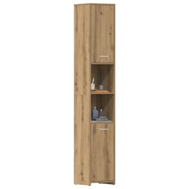 Berkfield Home Bathroom Cabinet Artisan Oak 30x30x183.5 cm Engineered Wood in Brown - image 1