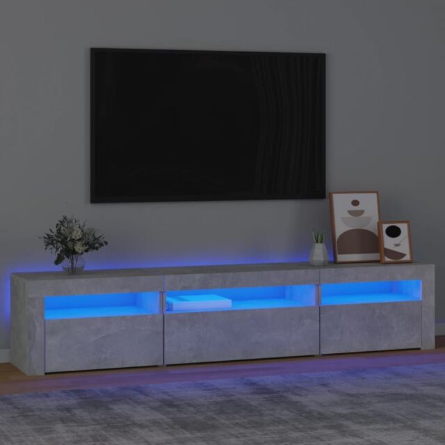 Berkfield Home TV Cabinet with LED Lights Concrete Grey 195x35x40 cm - Size: 195 x 35 x 40 cm - image 1