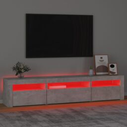 Berkfield Home TV Cabinet with LED Lights Concrete Grey 195x35x40 cm - Size: 195 x 35 x 40 cm - thumbnail 5