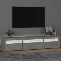 Berkfield Home TV Cabinet with LED Lights Concrete Grey 195x35x40 cm - Size: 195 x 35 x 40 cm - thumbnail 3
