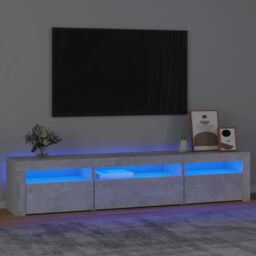 Berkfield Home TV Cabinet with LED Lights Concrete Grey 195x35x40 cm - Size: 195 x 35 x 40 cm