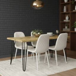 KOSY KOALA Modern Table Set With 4 Gem Pattern Chairs Dining Room Furniture in White - thumbnail 5