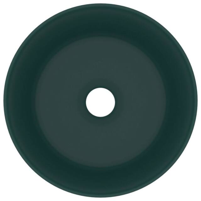 Berkfield Home Luxury Wash Basin Round Matt Dark Green 40x15 cm Ceramic - image 1