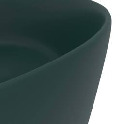Berkfield Home Luxury Wash Basin Round Matt Dark Green 40x15 cm Ceramic - thumbnail 5