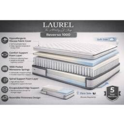 Desire Deco Laurel Reverso 1000 Pocket Spring Mattress in White - Size: King - thumbnail 5