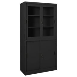 Berkfield Home Office Cabinet with Sliding Door Anthracite 90x40x180 cm Steel in Black - Size: 90 x 40 x 180 cm