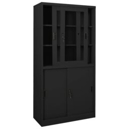 Berkfield Home Office Cabinet with Sliding Door Anthracite 90x40x180 cm Steel in Black - Size: 90 x 40 x 180 cm - thumbnail 5