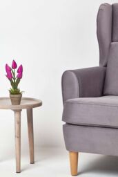 Homescapes Artificial Tulips in Grey Decorative Stone Pot, 27 cm in Purple - thumbnail 6