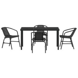 Berkfield Home 5 Piece Garden Dining Set Black Poly Rattan - thumbnail 7
