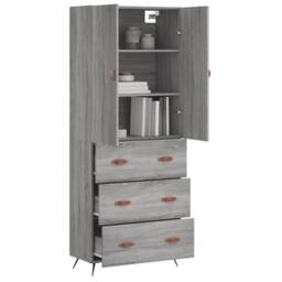 Berkfield Home Highboard Grey Sonoma 69.5x34x180 cm Engineered Wood - thumbnail 1