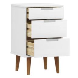 Berkfield Home Bedside Cabinet MOLDE White 40x35x65 cm Solid Wood Pine - Size: 40 x 35 x 65 cm - thumbnail 5