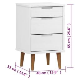 Berkfield Home Bedside Cabinet MOLDE White 40x35x65 cm Solid Wood Pine - Size: 40 x 35 x 65 cm - thumbnail 8