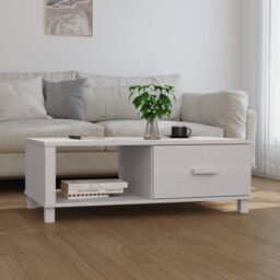 Berkfield Home Coffee Table HAMAR White 100x55x35 cm Solid Wood Pine - Size: 100 x 55 x 35 cm - thumbnail 1
