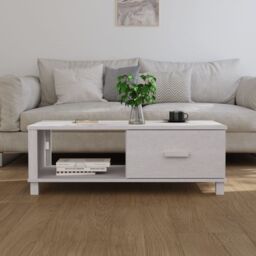 Berkfield Home Coffee Table HAMAR White 100x55x35 cm Solid Wood Pine - Size: 100 x 55 x 35 cm - thumbnail 3
