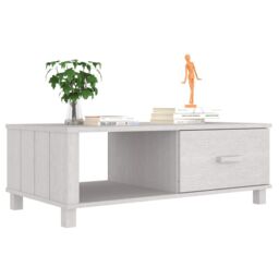 Berkfield Home Coffee Table HAMAR White 100x55x35 cm Solid Wood Pine - Size: 100 x 55 x 35 cm - thumbnail 4