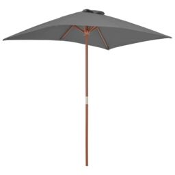 Berkfield Home Outdoor Parasol with Wooden Pole 150x200 cm Anthracite in Black - thumbnail 4