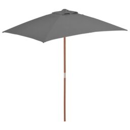 Berkfield Home Outdoor Parasol with Wooden Pole 150x200 cm Anthracite in Black