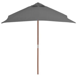 Berkfield Home Outdoor Parasol with Wooden Pole 150x200 cm Anthracite in Black - thumbnail 3