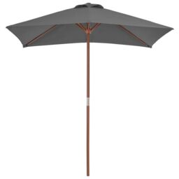 Berkfield Home Outdoor Parasol with Wooden Pole 150x200 cm Anthracite in Black - thumbnail 2
