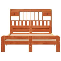 Berkfield Home Bookcase Bed without Mattress Wax Brown 160x200cm Solid Wood Pine - Size: 160x200 cm - thumbnail 4