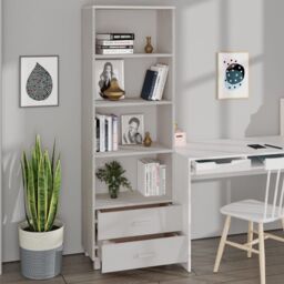 Berkfield Home Highboard HAMAR White 60x35x180 cm Solid Wood Pine - Size: 60 x 35 x 180 cm - thumbnail 4