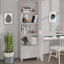 Berkfield Home Highboard HAMAR White 60x35x180 cm Solid Wood Pine - Size: 60 x 35 x 180 cm